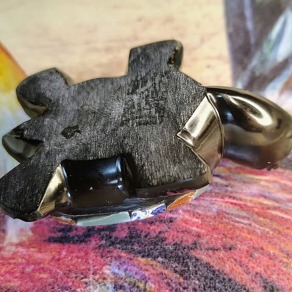 Vintage Obsidian Mosaic Multi-Stone Turtle Figure - Picture 5 of 10